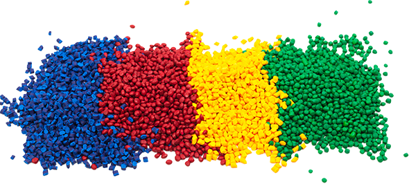 blue, red, yellow and green masterbatch